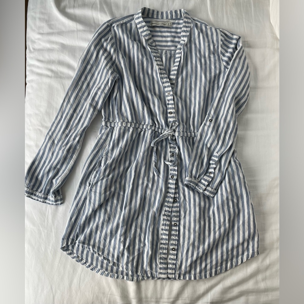 Abercrombie & Fitch Blue and White Striped Long Sleeve Dress